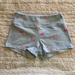 Savage Barbell Womens Flamingo Print Athletic CrossFit Lifting Booty Shorts Sz S
